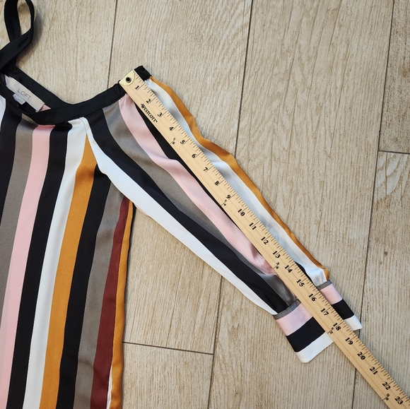 LOFT Off The Shoulder Long Sleeve Blouse Top Striped Halter Neck - Picture 7 of 12
